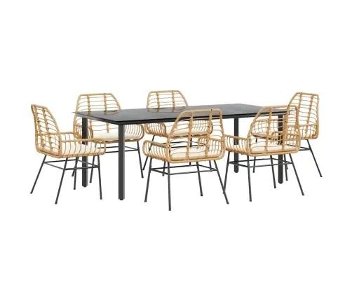 Sodo Komplektas, 7 Dalių, Rudas, Poliratanas Ir Stiklas