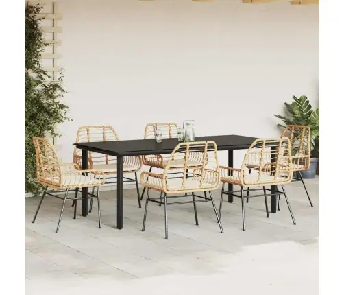 Sodo Komplektas, 7 Dalių, Rudas, Poliratanas Ir Stiklas