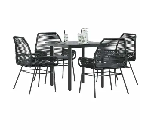 Sodo Komplektas, 5 Dalių, Juodas, Poliratanas Ir Stiklas