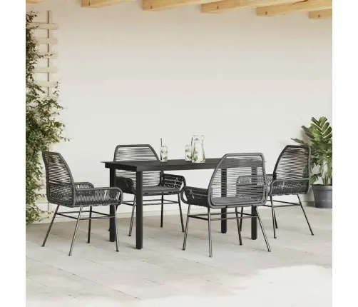 Sodo Komplektas, 5 Dalių, Juodas, Poliratanas Ir Stiklas