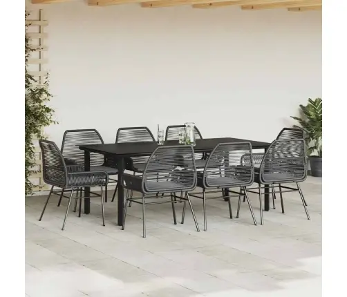 9-Daļīgs Dārza Mēbeļu Komplekts, Matrači, Melna Pe Rotangpalma Vidaxl