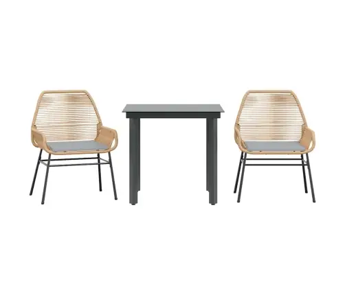 3-Osaline Aiamööbli Komplekt Patjadega, Pruun, Polürotang Klaas