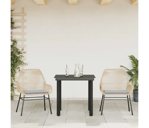 3-Osaline Aiamööbli Komplekt Patjadega, Pruun, Polürotang Klaas