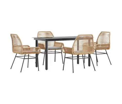 5-Daļīgs Dārza Mēbeļu Komplekts, Matrači, Brūna Pe Rotangpalma Vidaxl