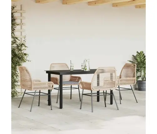 5-Daļīgs Dārza Mēbeļu Komplekts, Matrači, Brūna Pe Rotangpalma Vidaxl