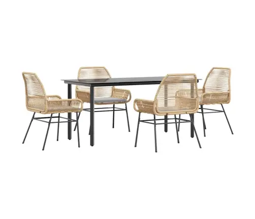 Sodo Komplektas, 5 Dalių, Rudas, Poliratanas Ir Stiklas