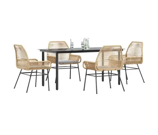 Sodo Komplektas, 5 Dalių, Rudas, Poliratanas Ir Stiklas