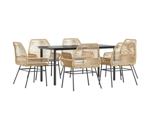 7-Daļīgs Dārza Mēbeļu Komplekts, Matrači, Brūna Pe Rotangpalma Vidaxl