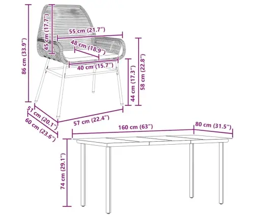 7-Daļīgs Dārza Mēbeļu Komplekts, Matrači, Brūna Pe Rotangpalma Vidaxl