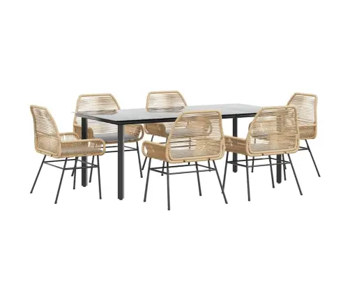 7-Daļīgs Dārza Mēbeļu Komplekts, Matrači, Brūna Pe Rotangpalma Vidaxl