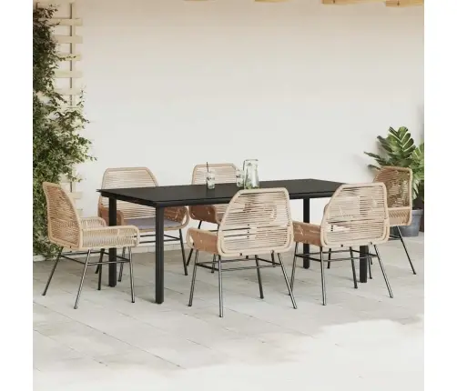 7-Daļīgs Dārza Mēbeļu Komplekts, Matrači, Brūna Pe Rotangpalma Vidaxl