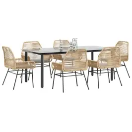 7-Daļīgs Dārza Mēbeļu Komplekts, Matrači, Brūna Pe Rotangpalma Vidaxl