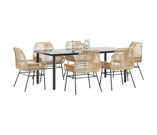 7-Daļīgs Dārza Mēbeļu Komplekts, Matrači, Brūna Pe Rotangpalma Vidaxl