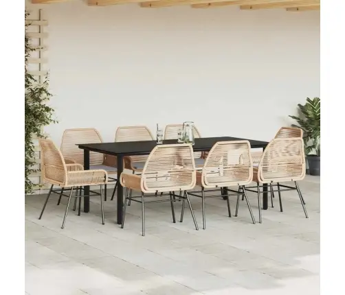 Sodo Komplektas, 9 Dalių, Rudas, Poliratanas Ir Stiklas