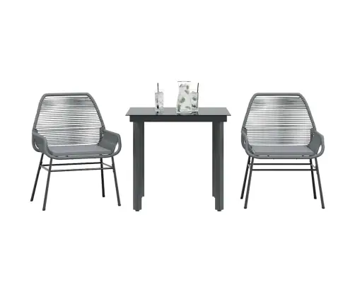 3-Osaline Aiamööbli Komplekt Patjadega, Hall, Polürotang Klaas