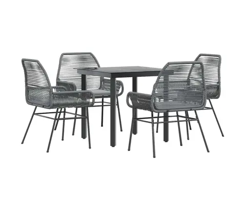 Sodo Komplektas, 5 Dalių, Pilkas, Poliratanas Ir Stiklas