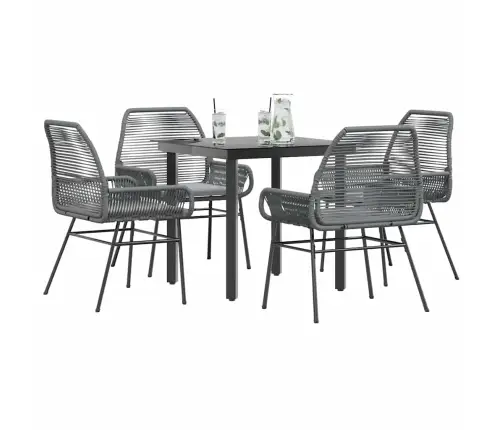 Sodo Komplektas, 5 Dalių, Pilkas, Poliratanas Ir Stiklas