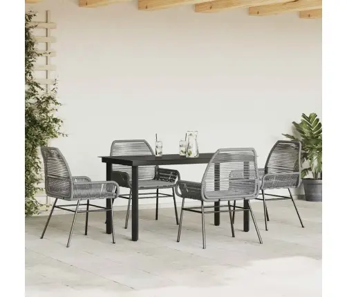 Sodo Komplektas, 5 Dalių, Pilkas, Poliratanas Ir Stiklas