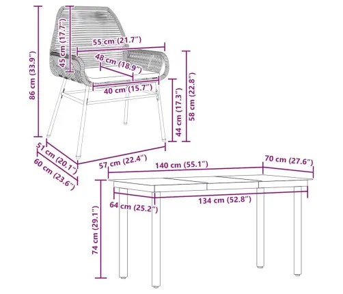 Sodo Komplektas, 5 Dalių, Pilkas, Poliratanas Ir Stiklas
