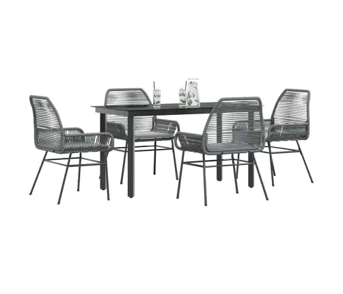 Sodo Komplektas, 5 Dalių, Pilkas, Poliratanas Ir Stiklas