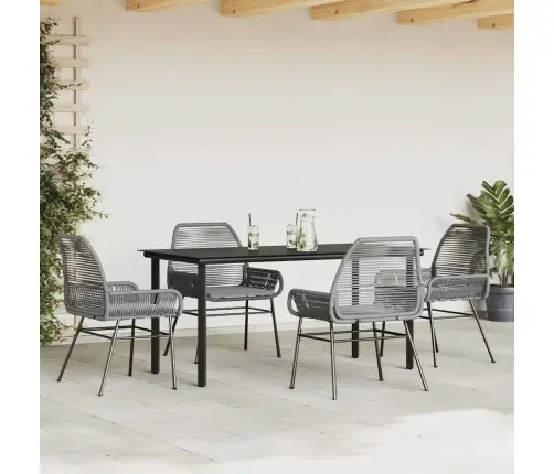 5-Osaline Aiamööbli Komplekt Patjadega, Hall, Polürotang Klaas