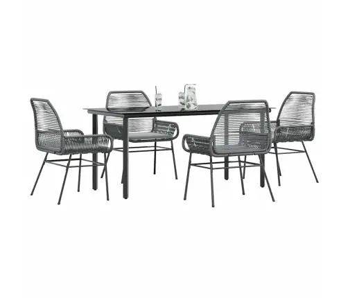 5-Osaline Aiamööbli Komplekt Patjadega, Hall, Polürotang Klaas