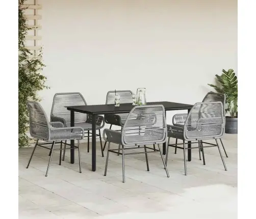 7-Daļīgs Dārza Mēbeļu Komplekts, Matrači, Pelēka Pe Rotangpalma Vidaxl