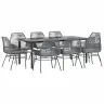9-Daļīgs Dārza Mēbeļu Komplekts, Matrači, Pelēka Pe Rotangpalma Vidaxl
