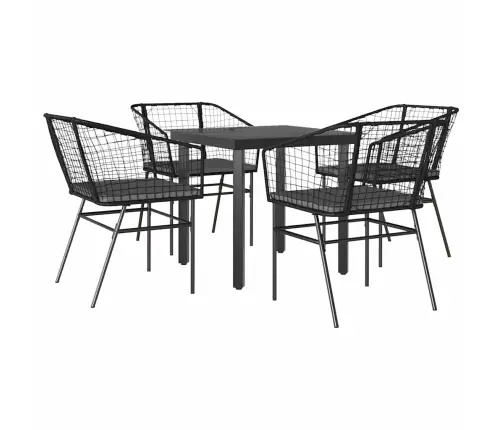 5-Daļīgs Dārza Mēbeļu Komplekts, Matrači, Melna Pe Rotangpalma Vidaxl