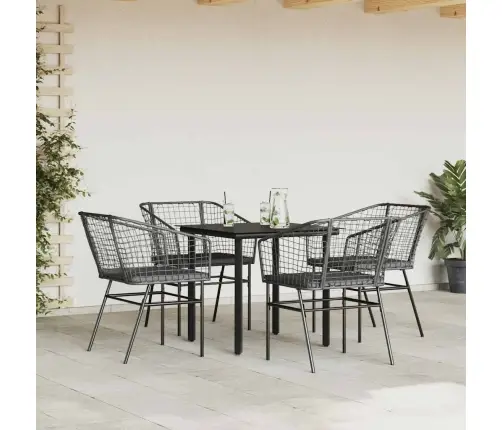 5-Daļīgs Dārza Mēbeļu Komplekts, Matrači, Melna Pe Rotangpalma Vidaxl