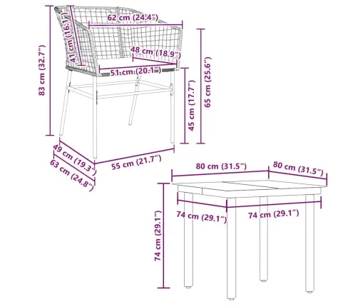 5-Daļīgs Dārza Mēbeļu Komplekts, Matrači, Melna Pe Rotangpalma Vidaxl