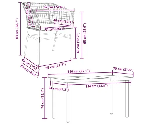 5-Daļīgs Dārza Mēbeļu Komplekts, Matrači, Melna Pe Rotangpalma Vidaxl