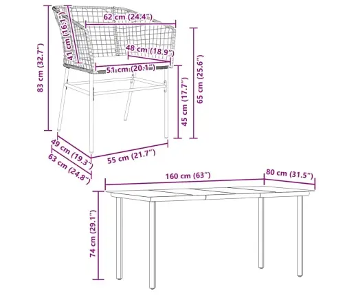 5-Daļīgs Dārza Mēbeļu Komplekts, Matrači, Melna Pe Rotangpalma Vidaxl
