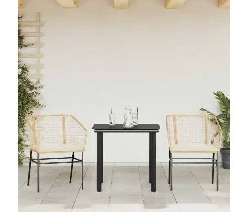 3-Daļīgs Dārza Mēbeļu Komplekts, Matrači, Brūna Pe Rotangpalma Vidaxl