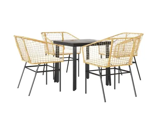 Sodo Komplektas, 5 Dalių, Rudas, Poliratanas Ir Stiklas