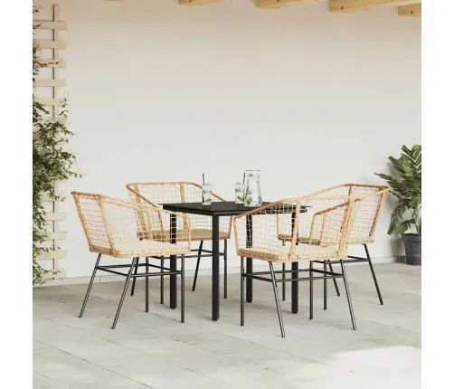 Sodo Komplektas, 5 Dalių, Rudas, Poliratanas Ir Stiklas