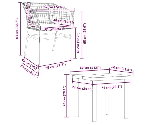 Sodo Komplektas, 5 Dalių, Rudas, Poliratanas Ir Stiklas