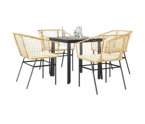 Sodo Komplektas, 5 Dalių, Rudas, Poliratanas Ir Stiklas