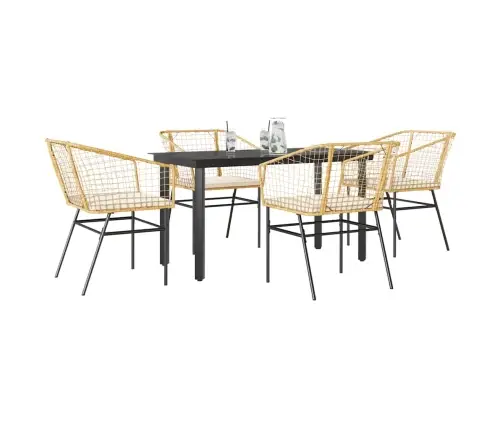 Sodo Komplektas, 5 Dalių, Rudas, Poliratanas Ir Stiklas