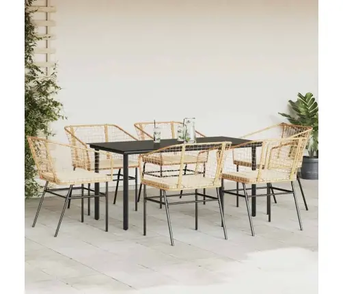 7-Daļīgs Dārza Mēbeļu Komplekts, Matrači, Brūna Pe Rotangpalma Vidaxl