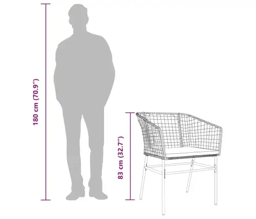 7-Daļīgs Dārza Mēbeļu Komplekts, Matrači, Brūna Pe Rotangpalma Vidaxl