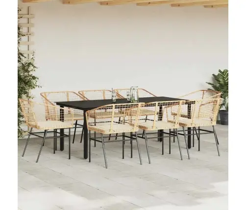 9-Daļīgs Dārza Mēbeļu Komplekts, Matrači, Brūna Pe Rotangpalma Vidaxl