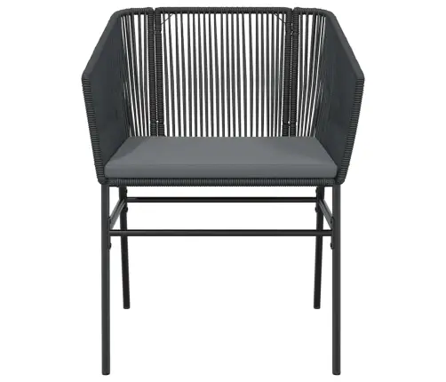 3-Osaline Aiamööbli Komplekt Patjadega, Must, Polürotang Klaas