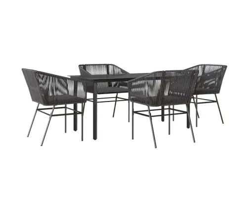 5-Osaline Aiamööbli Komplekt Patjadega, Must, Polürotang Klaas