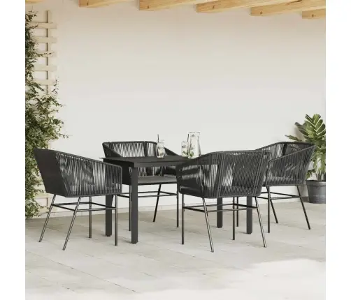 5-Osaline Aiamööbli Komplekt Patjadega, Must, Polürotang Klaas