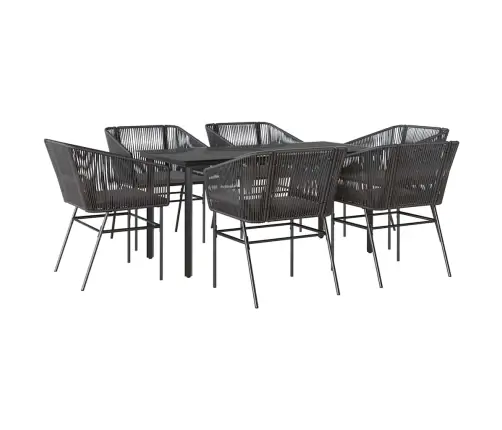 7-Daļīgs Dārza Mēbeļu Komplekts, Matrači, Melna Pe Rotangpalma Vidaxl