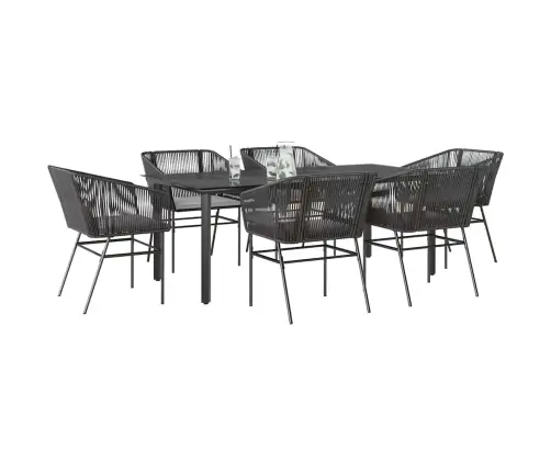 7-Daļīgs Dārza Mēbeļu Komplekts, Matrači, Melna Pe Rotangpalma Vidaxl