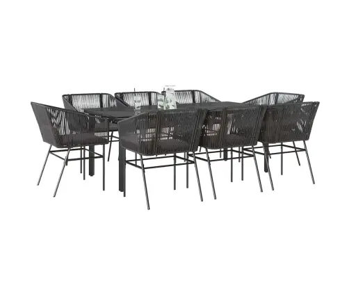 9-Daļīgs Dārza Mēbeļu Komplekts, Matrači, Melna Pe Rotangpalma Vidaxl