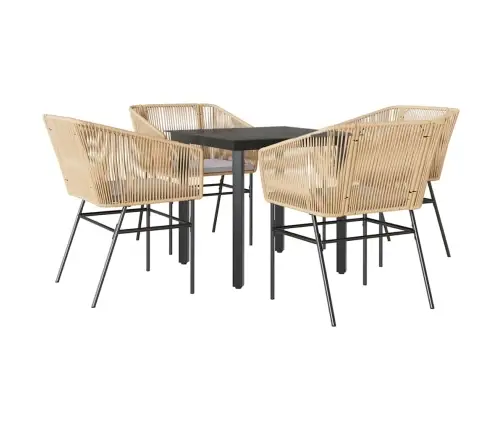 5-Daļīgs Dārza Mēbeļu Komplekts, Matrači, Brūna Pe Rotangpalma Vidaxl