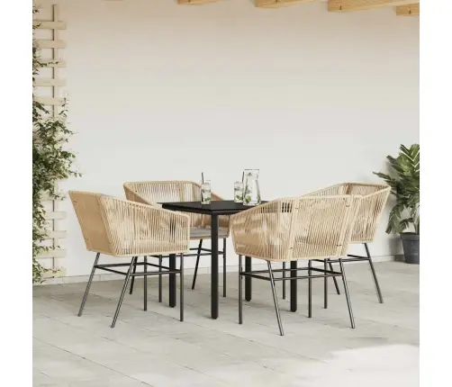 5-Daļīgs Dārza Mēbeļu Komplekts, Matrači, Brūna Pe Rotangpalma Vidaxl